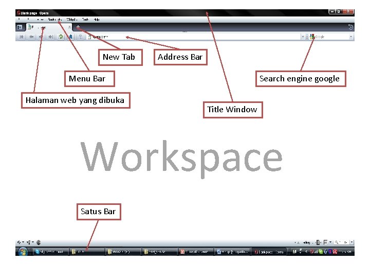 New Tab Address Bar Menu Bar Halaman web yang dibuka Search engine google Title