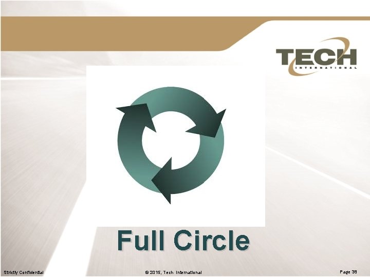 Full Circle Strictly Confidential © 2015, Tech International Page 38 