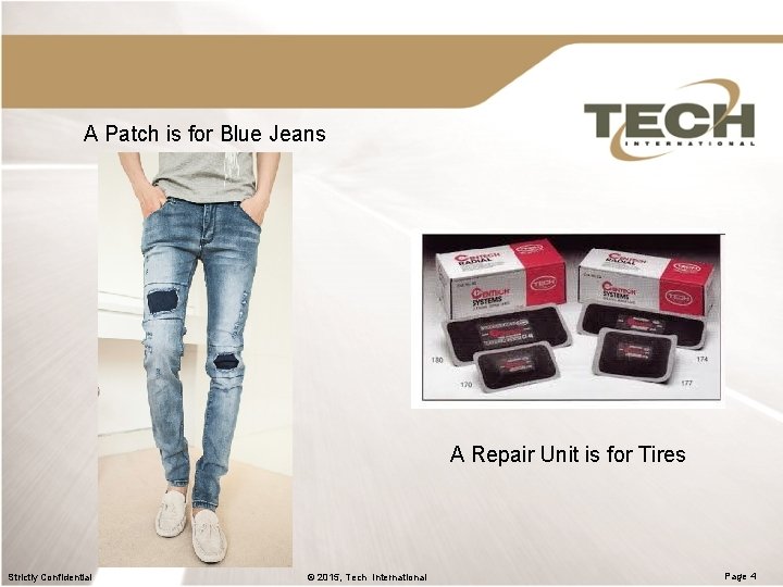 A Patch is for Blue Jeans A Repair Unit is for Tires Strictly Confidential