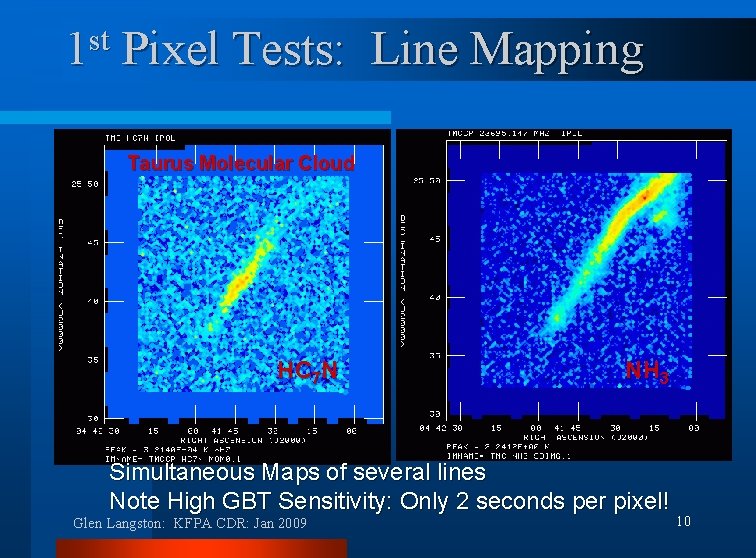 st 1 Pixel Tests: Line Mapping Taurus Molecular Cloud HC 7 N NH 3