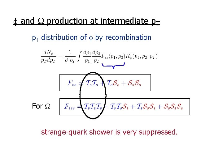  and production at intermediate p. T distribution of by recombination For strange-quark shower