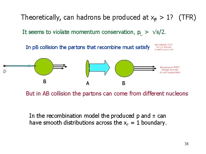 Theoretically, can hadrons be produced at x. F > 1? (TFR) It seems to