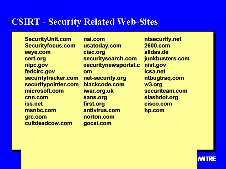 CSIRT - Security Related Web-Sites 