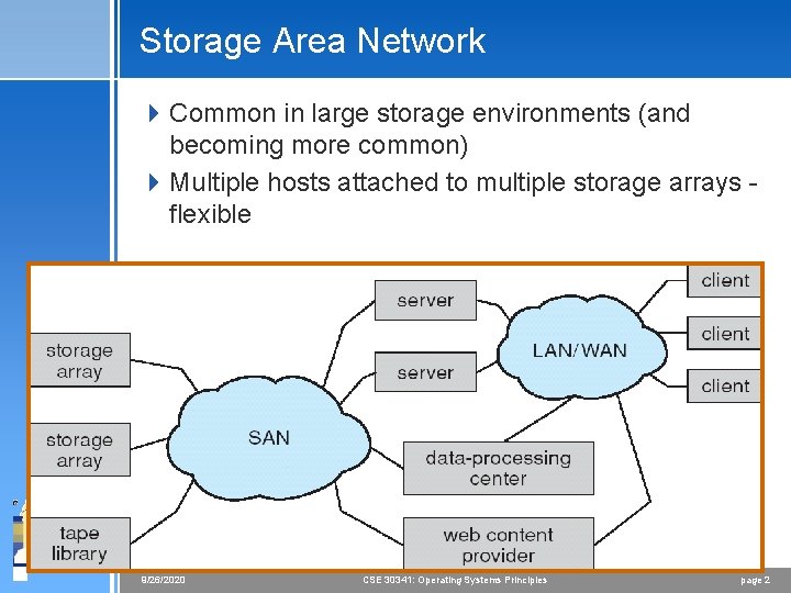 Storage Area Network 4 Common in large storage environments (and becoming more common) 4