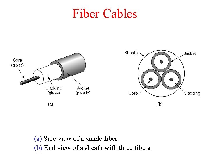 Fiber Cables (a) Side view of a single fiber. (b) End view of a