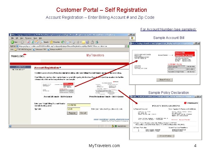 Customer Portal – Self Registration Account Registration – Enter Billing Account # and Zip