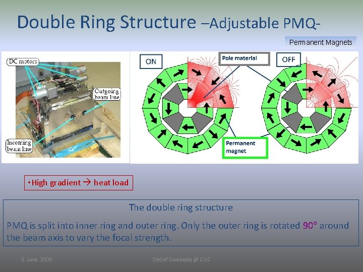 Double Ring Structure –Adjustable PMQPermanent Magnets • High gradient heat load The double ring