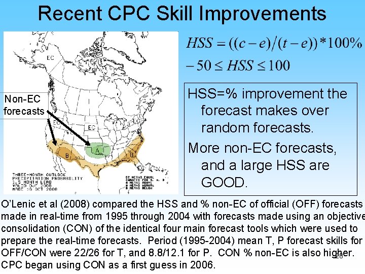 Recent CPC Skill Improvements Non-EC forecasts HSS=% improvement the forecast makes over random forecasts.