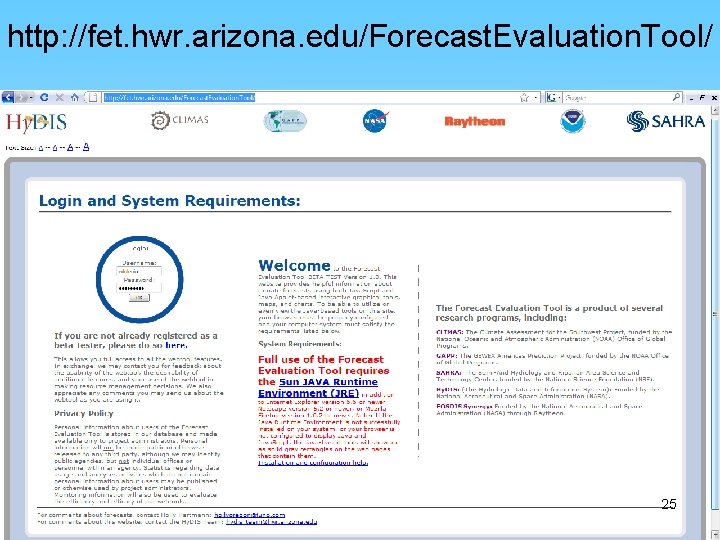 http: //fet. hwr. arizona. edu/Forecast. Evaluation. Tool/ 25 