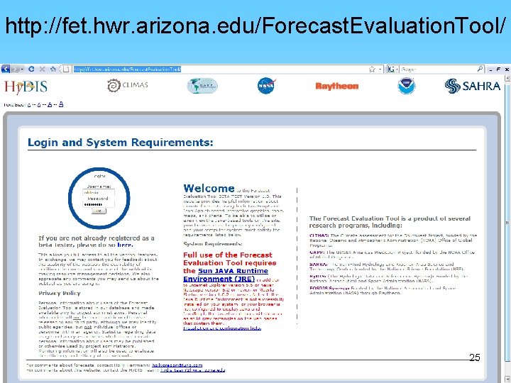 http: //fet. hwr. arizona. edu/Forecast. Evaluation. Tool/ 25 http: //fet. hwr. arizona. edu/Forecast. Evaluation. Tool/ 25