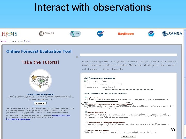 Interact with observations 30 