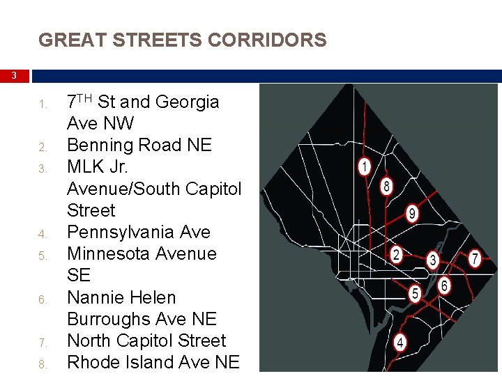 GREAT STREETS CORRIDORS 3 1. 2. 3. 4. 5. 6. 7. 8. 7 TH