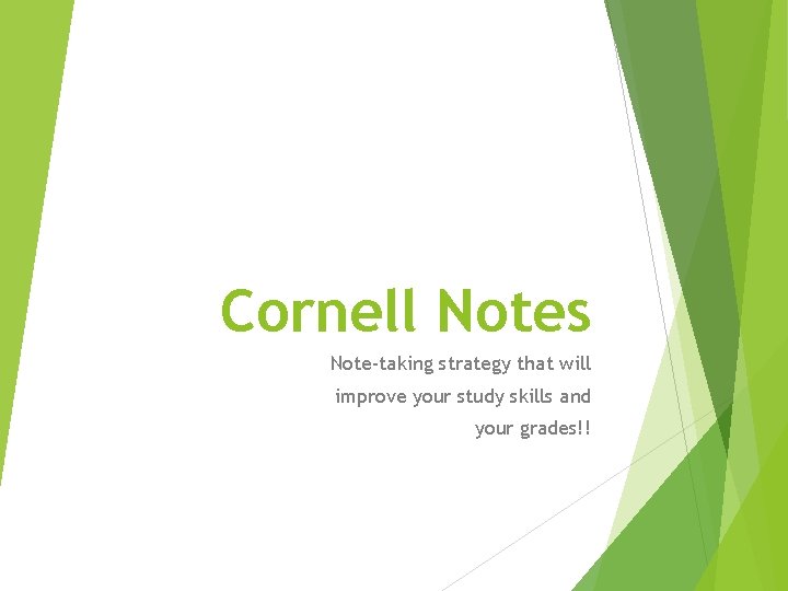 Cornell Notes Note-taking strategy that will improve your study skills and your grades!! 