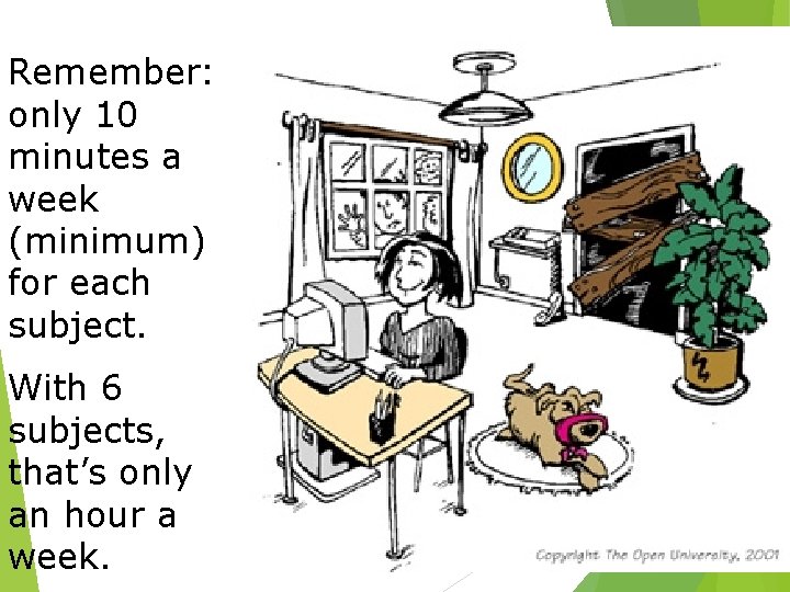 Remember: only 10 minutes a week (minimum) for each subject. With 6 subjects, that’s