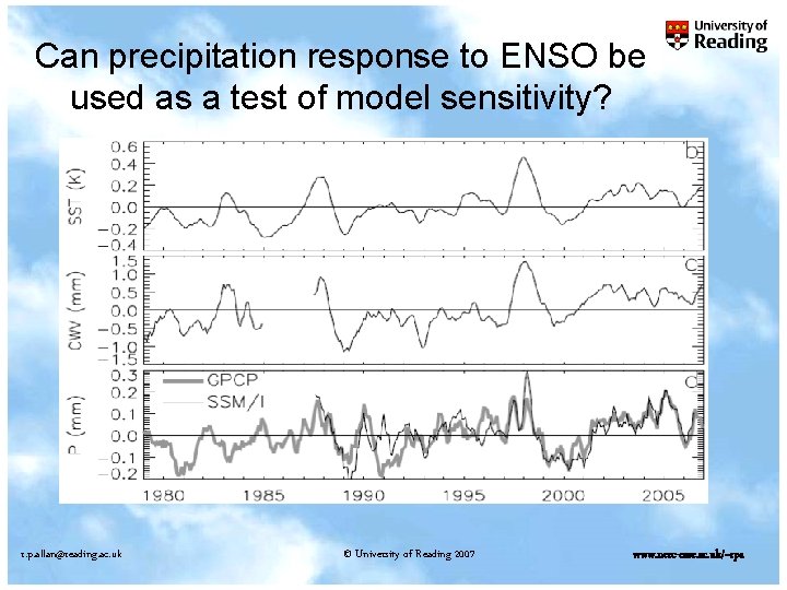 Can precipitation response to ENSO be used as a test of model sensitivity? r.