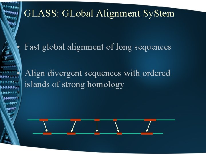 GLASS: GLobal Alignment Sy. Stem • Fast global alignment of long sequences • Align