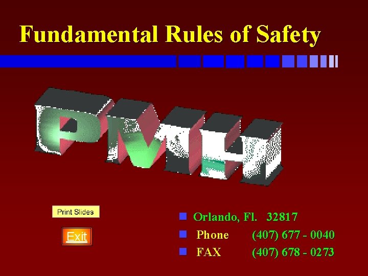 Fundamental Rules of Safety Exit n Orlando, Fl. 32817 n Phone (407) 677 -