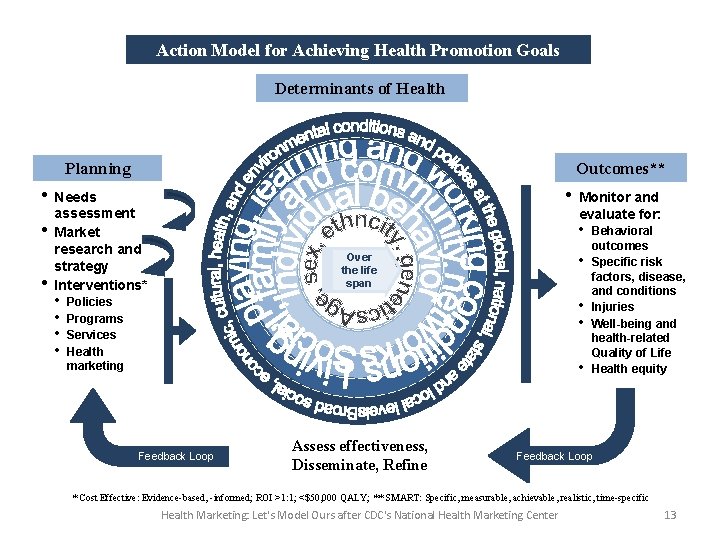 Action Model for Achieving Health Promotion Goals Determinants of Health Outcomes**** Planning • •