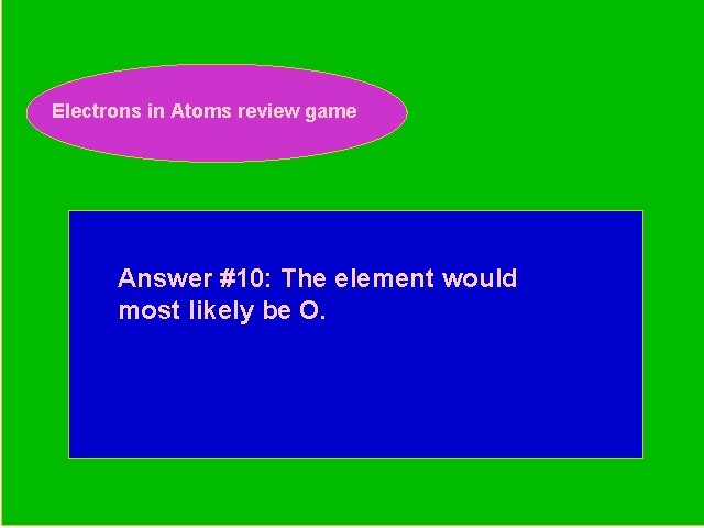 Electrons in Atoms review game Periodic Trends Review Game Answer #10: The element would
