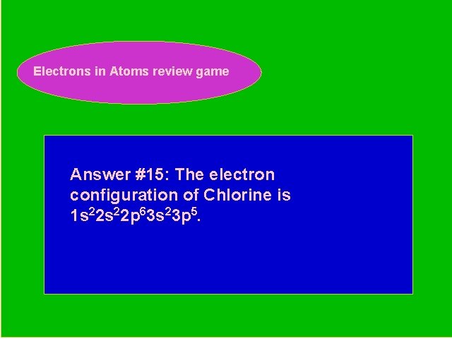 Electrons in Atoms review game Periodic Trends Review Game Answer #15: The electron configuration