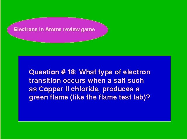 Electrons in Atoms review game Periodic Trends Review Game Question # 18: What type