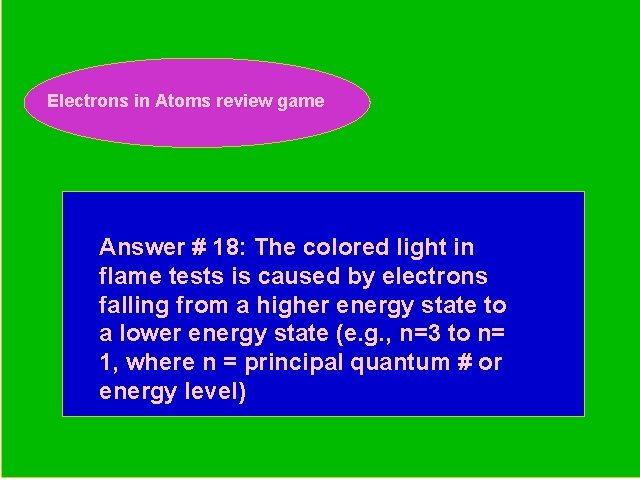 Electrons in Atoms review game Periodic Trends Review Game Answer # 18: The colored