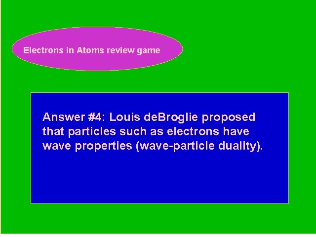 Electrons in Atoms review game Periodic Trends Review Game Answer #4: Louis de. Broglie