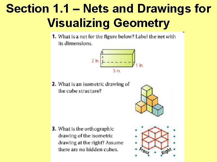 Section 1. 1 – Nets and Drawings for Visualizing Geometry 