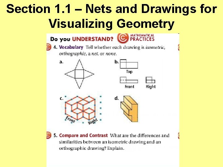 Section 1. 1 – Nets and Drawings for Visualizing Geometry 