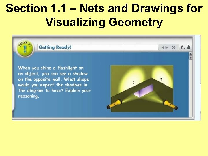Section 1. 1 – Nets and Drawings for Visualizing Geometry 