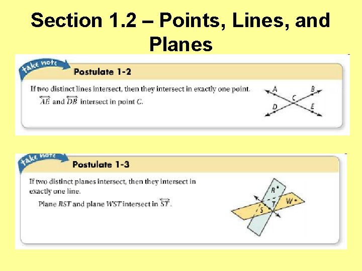 Section 1. 2 – Points, Lines, and Planes 