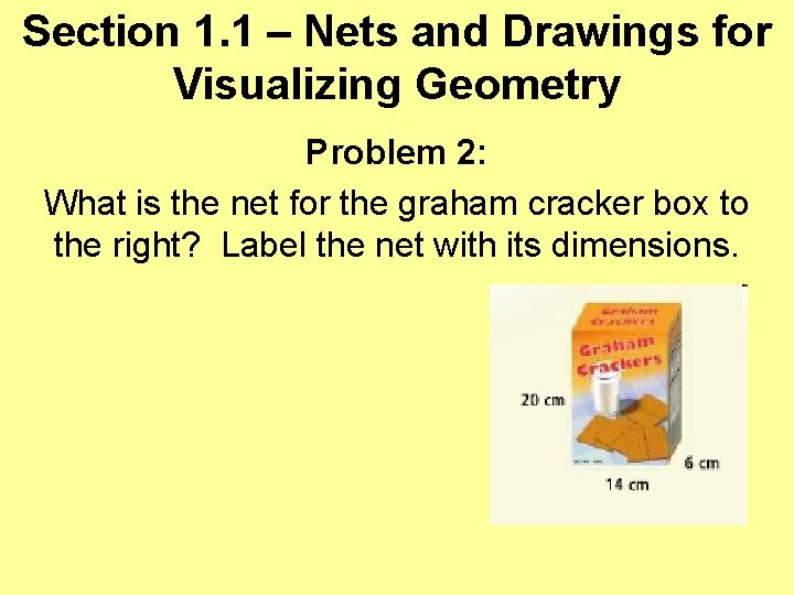 Section 1. 1 – Nets and Drawings for Visualizing Geometry Problem 2: What is