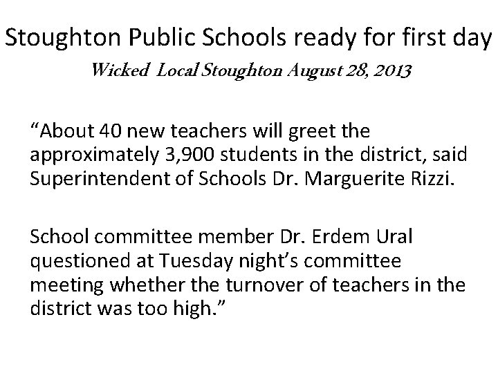 Stoughton Teachers Association Climate In Our Schools I