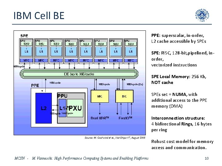 IBM Cell BE PPE: superscalar, in-order, L 2 cache accessible by SPEs SPE: RISC,