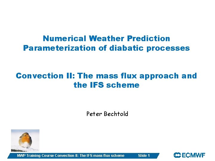 Numerical Weather Prediction Parameterization of diabatic processes Convection II: The mass flux approach and