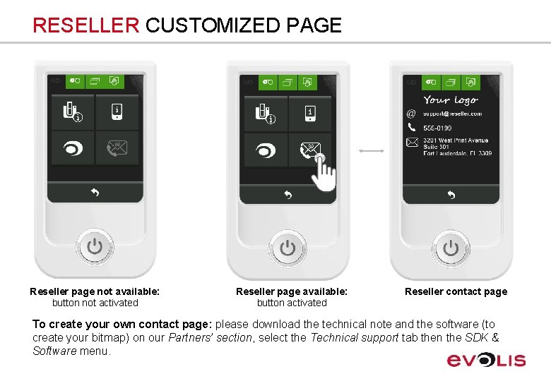 RESELLER CUSTOMIZED PAGE Reseller page not available: button not activated Reseller page available: button