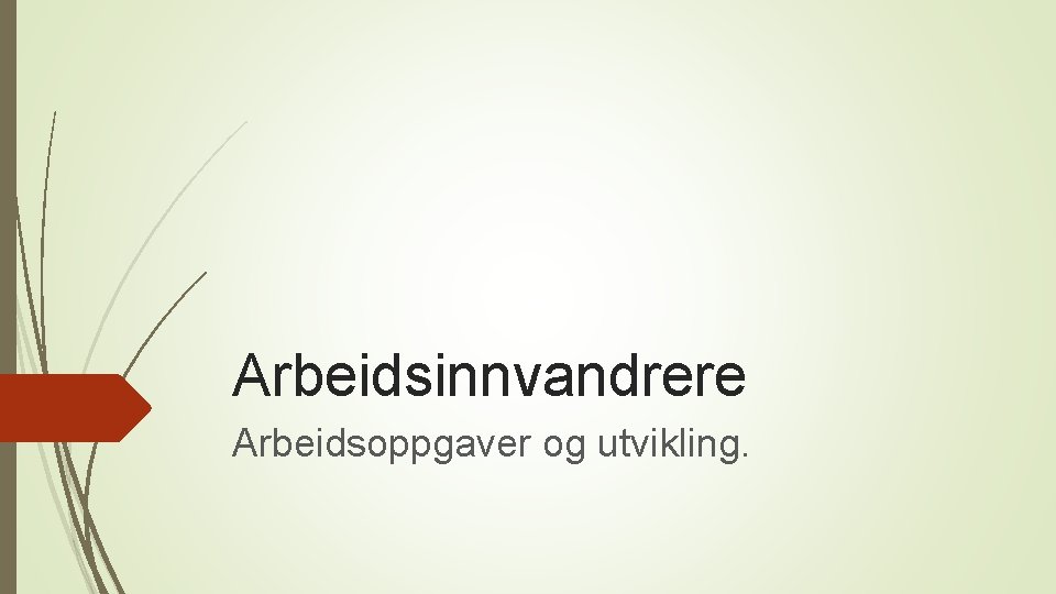 Arbeidsinnvandrere Arbeidsoppgaver og utvikling. 