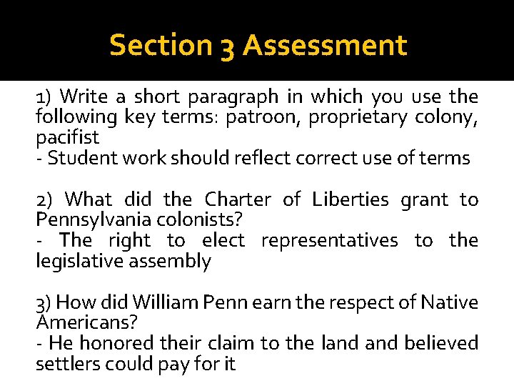 Section 3 Assessment 1) Write a short paragraph in which you use the following Section 3 Assessment 1) Write a short paragraph in which you use the following