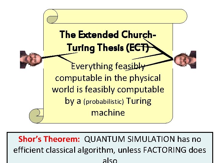 The Extended Church. Turing Thesis (ECT) Everything feasibly computable in the physical world is The Extended Church. Turing Thesis (ECT) Everything feasibly computable in the physical world is