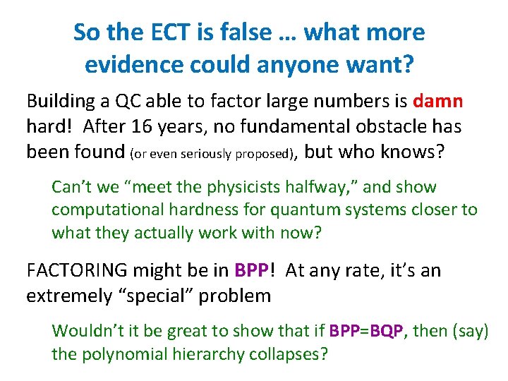 So the ECT is false … what more evidence could anyone want? Building a So the ECT is false … what more evidence could anyone want? Building a