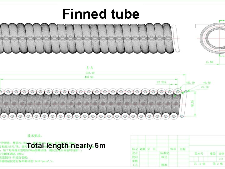 Finned tube Total length nearly 6 m 
