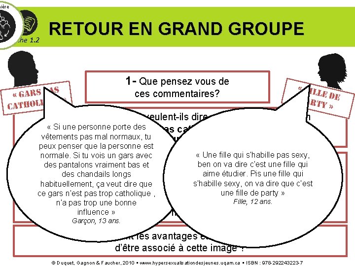 nière Fiche 1. 2 RETOUR EN GRAND GROUPE 1 - Que pensez vous de