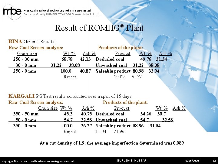 MBE Coal & Mineral Technology India Private Limited Formerly Mc. Nally HUMBOLDT WEDAG Minerals