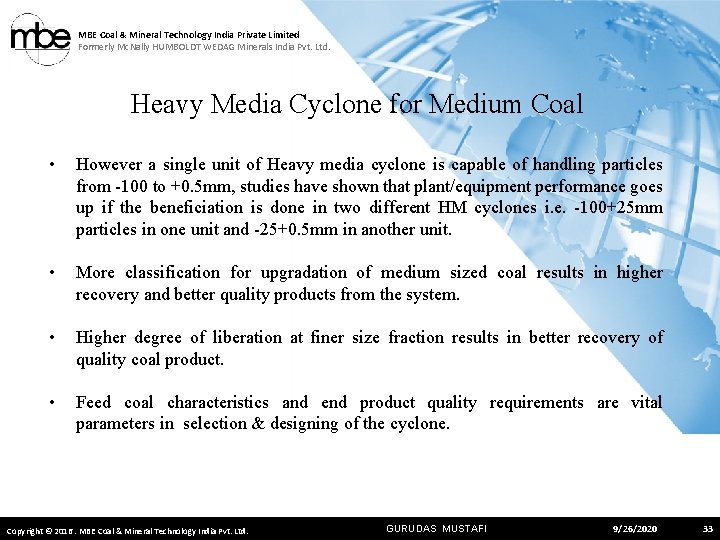 MBE Coal & Mineral Technology India Private Limited Formerly Mc. Nally HUMBOLDT WEDAG Minerals