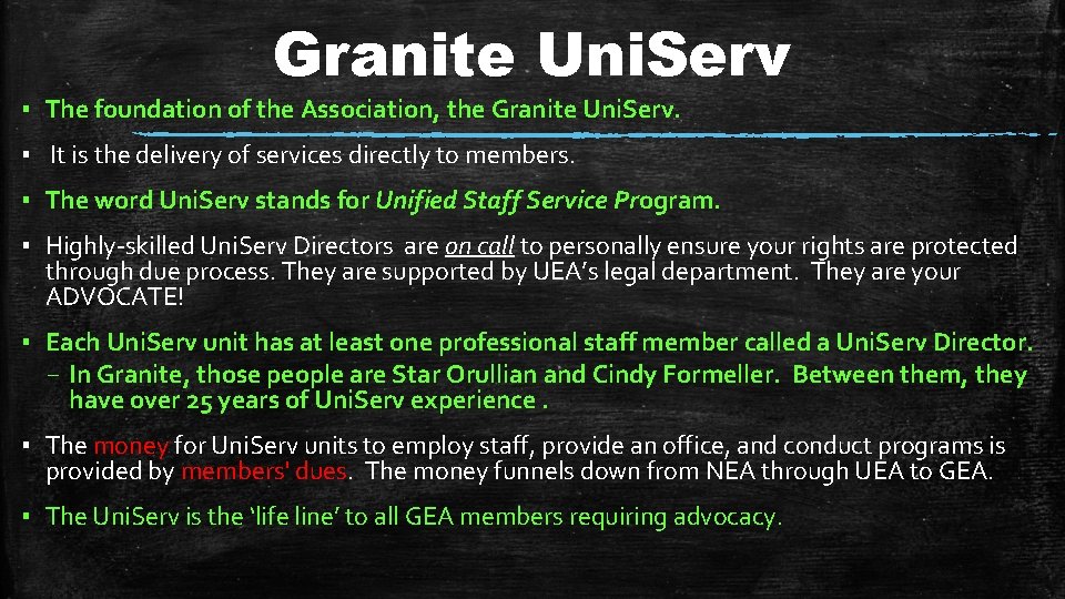 Granite Uni. Serv ▪ The foundation of the Association, the Granite Uni. Serv. ▪ Granite Uni. Serv ▪ The foundation of the Association, the Granite Uni. Serv. ▪