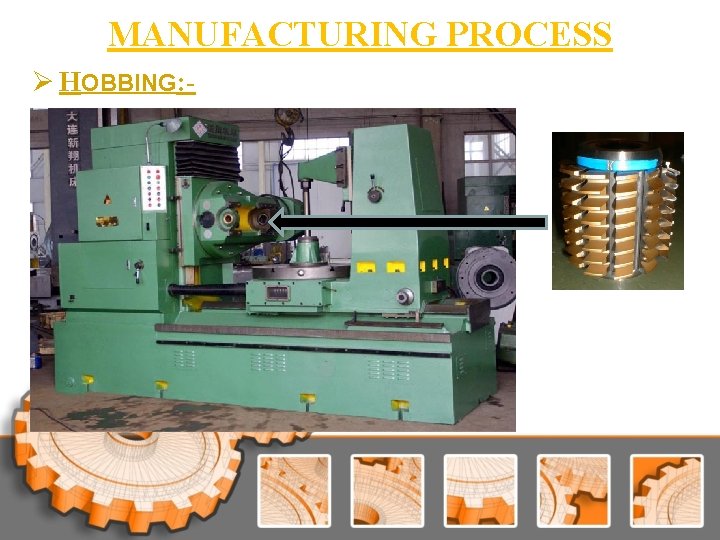 MANUFACTURING PROCESS Ø HOBBING: - MANUFACTURING PROCESS Ø HOBBING: -