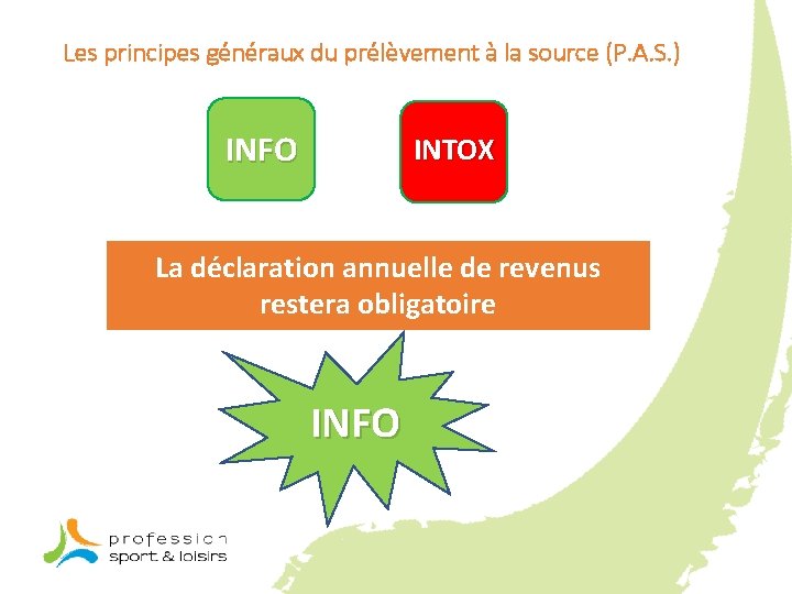 Les principes généraux du prélèvement à la source (P. A. S. ) INFO INTOX