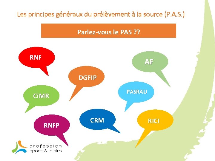 Les principes généraux du prélèvement à la source (P. A. S. ) Parlez-vous le