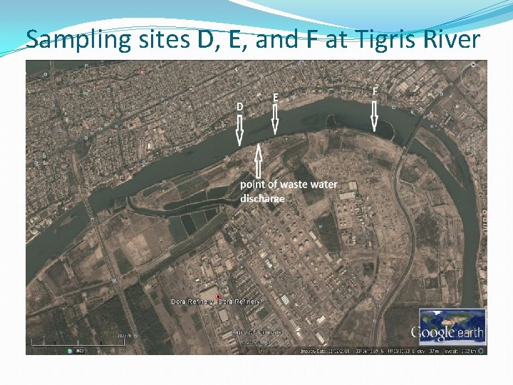 Sampling sites D, E, and F at Tigris River 