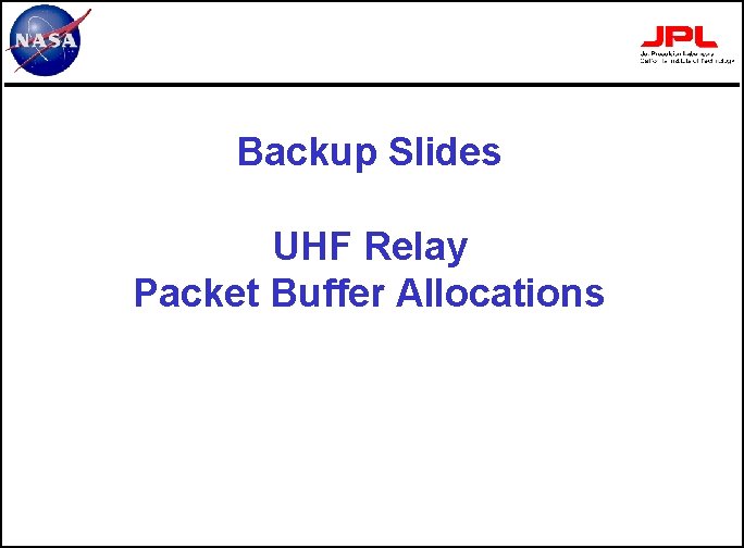 Backup Slides UHF Relay Packet Buffer Allocations 